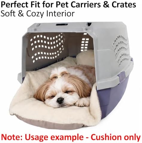 Dog Crate Cushion ComfortNest, Faux Fur, Ivory, S