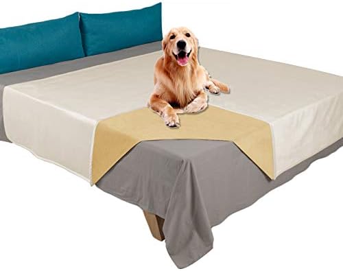 Ameritex Pet Bed Blanket Reversible 100% Waterproof Velvet Super Soft for Sofa and Bed (82x82 Inches, Cream+Sand)