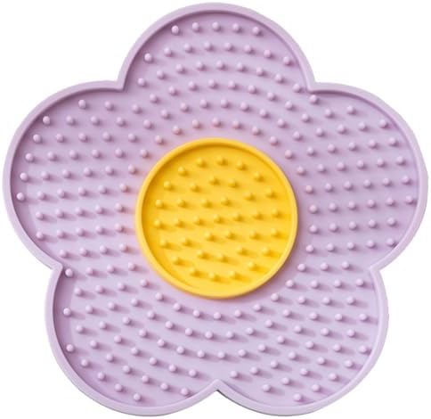 Lick Pads for Dogs,Dog Lick Mat with Suctions Cup,Slow Feeders Licking Mat,Flower Shape Silicone Pad,for Cats,Dogs