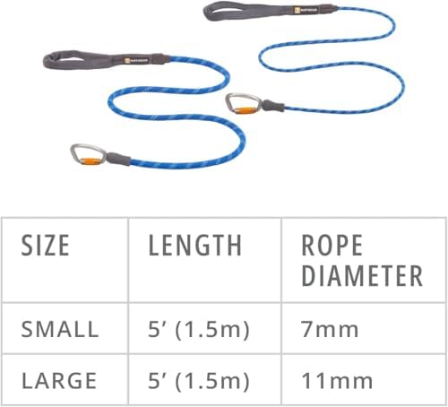 Ruffwear, Knot‑a‑Leash, Reflective 5 ft Rope Lead, Blue Pool, Small