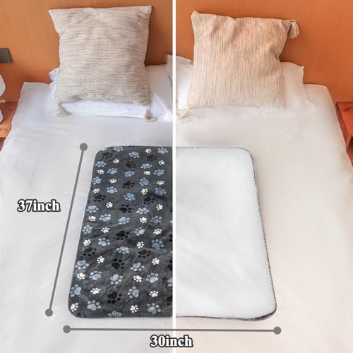 Waterproof Dog Blanket, Pattern Printing Super Soft Warm Fluffy Facecloth Sofa Car Bed Protector, Urine Proof Washable Outdoor Pet Blanket for Puppy Large Dogs & Cats(paw & Bone40*30)