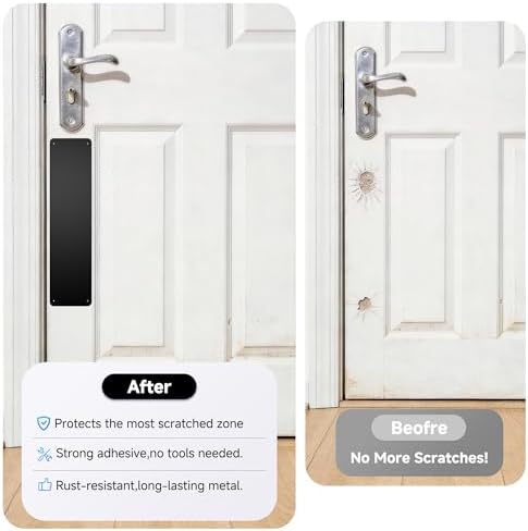 2PCS Door Scratch Protector & Kick Plate for Bottom of Door, 4"x16" Steel Pad