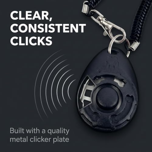 Black Dog Training Clicker with Wrist Strap Resistant Lightweight Pet Training Clicker for Cats Puppy Birds Horses Perfect for Behavioral Training Training Clickers