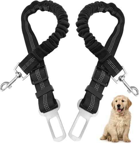 2 Pcs Dog Seat Belt for Car for Lincoln Navigator L 2018-2025, Bungee Retractable Dog Car Seat Belt Tether Adjustable Safety Harness Restraint with 360° Swivel Clip