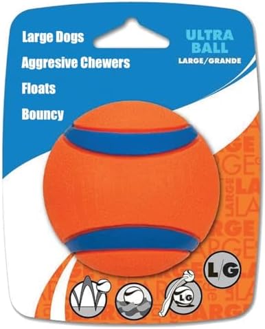 Rocky Mountain Goods Large Ball Dog Toy for Dogs 60 to 100 Pounds - Tough Fetch Ball for Aggressive Chewers - Thick Rubber Core - Ultra Bouncy - Floats in Water - High Visibility