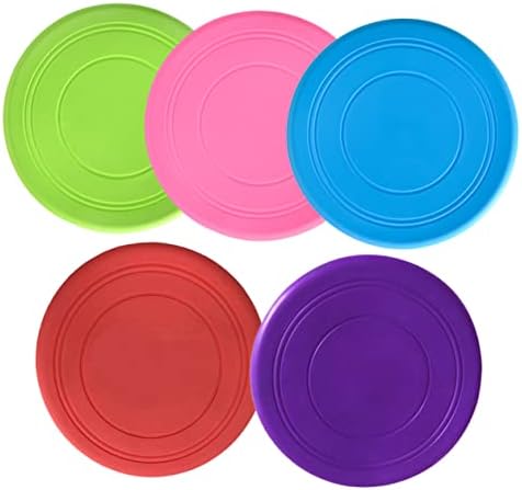 COLLBATH 5pcs Flying Disc Dog Chew Toys Interactive Pet Training Discs for Puppies Soft Floating Design Bright Colors for Safe Fun for Outdoor Fetch and Exercise
