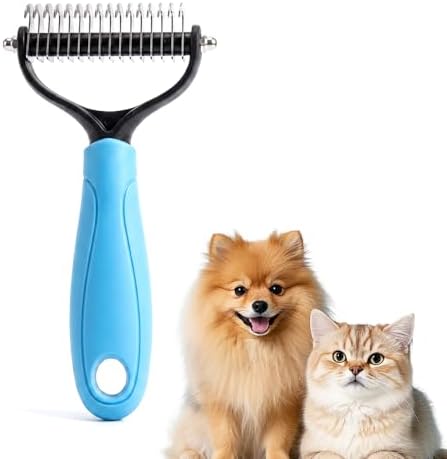 Pet Grooming Tool, 2026 New Undercoat Rake Deshedding Brush for Dogs & Cats, Double Sided Dematting Comb for Detangling Long Matted Fur (Blue, Large)