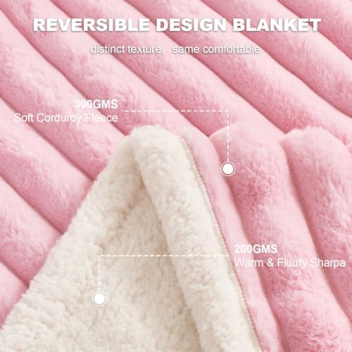 PERFEMET Waterproof Pet Blanket for Small Dogs Cats, Furniture Cover Protects Bed Couch Sofa from Liquid Pee Washable, Reversible Striped Fleece Throw Blankets for Dog Puppy Cat, 30"X40", Pink