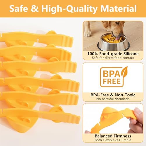 Silicone Dog Slow Feeder Bowl Insert with Suction Cups, Cuttable Food-Grade Lick Mat Divider Fits Stainless Steel Ceramic Glass Dog Bowls, Helps Slow Down Eating, Orange