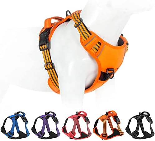 No Pull Dog Harness for Small Medium Large Dogs Adjustable Reflective Pet Vest with Front Clip Padded Harness for Dogs Easy Control Handle Best for Outdoor Training and Walking Orange S