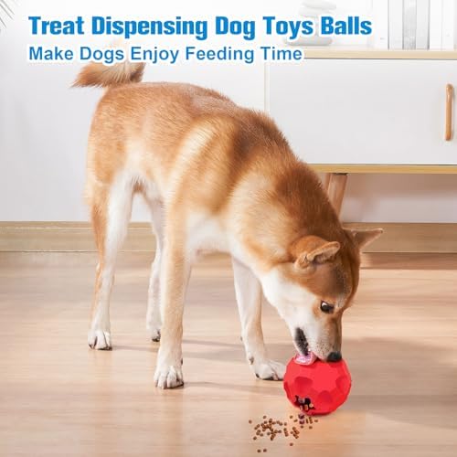 2 Pack Dog Toy Balls for Aggressive Chewers, Treat Ball and Squeaky Ball