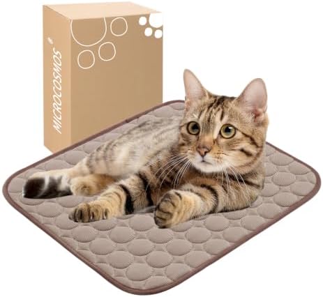 MICROCOSMOS Summer Cooling Mat & Sleeping Pad- Water Absorption Top, Materials Safe, Easy Carry, EZ Clean. Keep Cooling for Pets, Kids and Adults.(Brown, 19" x 15")