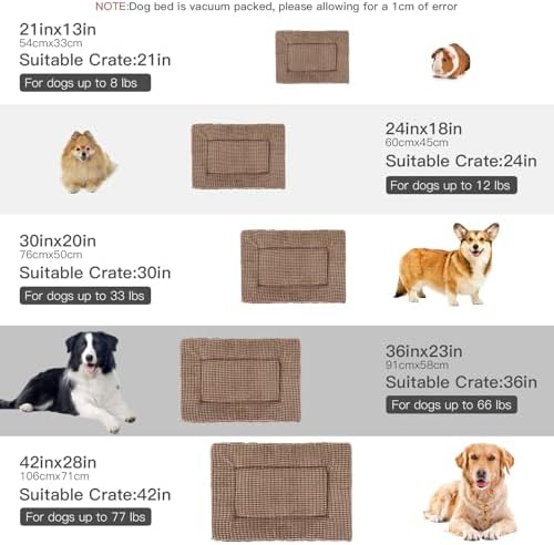 BVAGSS Dog Bed Mat,Reversible Crate Pad, Memory Foam Beds, Soft Warm Pet Cushion for Small Medium Dogs, Washable Pet Sleeping Mattress Kennel Bed Pad XH079 (30''x20''x1.6'',Brown)