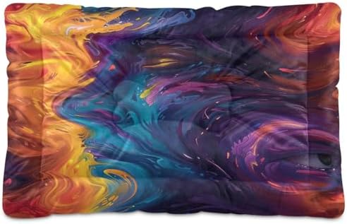 Tie Tye Dog Bed Cat Bed, Non-Slip Soft Pet Crate Mattress Washable Kennel Pad for Small Medium Large Dog Cat, 24 x 36 in