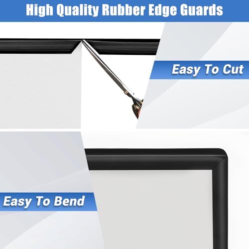 Slimline Cabinet Door Edge Protector, 3/4" Self Adhesive Peel and Stick Rubber Edge Guards, Flexible U Shaped Strips for Kitchen & Garbage Drawer Fronts, Edge Trims for Desks and Shelfves, Black, 10Ft