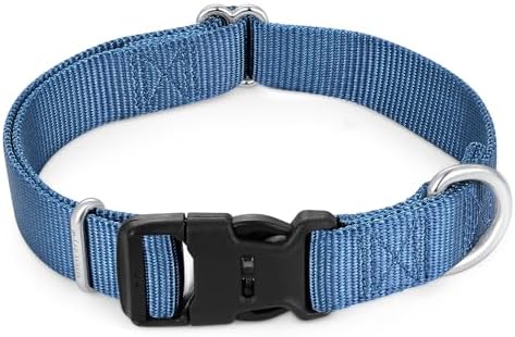 Mikivery Nylon Dog Collar with Quick Release Buckle Soft Adjustable Sturdy for Small Medium Large Dogs Haze Blue,M