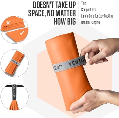 VENTURE 4TH Quick Dry Microfiber Towel for Camping & Gym - Orange XL