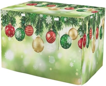Kigai Christmas Ball Dog Crate Cover Oxford Fabric Windproof Waterproof Kennel Cover with Breathable Mesh & Roll-Up Panels, Fit for 54 in Cage, Washable
