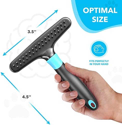 DOGI Deshedding Brush - Undercoat Rake for Dogs, Cats, Matted, Short, Long Hair Coats - Double Row Stainless Steel Pins - Reduce Shedding by 90% (Blue)