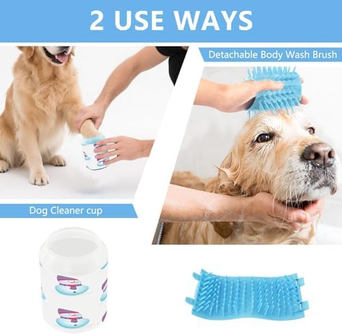 Dog Paw Cleaner Cup, Cartoon Snowman Christmas Portable Paw Washer with Soft Silicone Brush, Pet Foot Cleaner for Small Medium Large Dogs Cats, 2.56x4.53 Inch