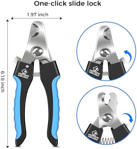VIWIK Dog Nail Trimmers for Large Medium Dogs, Cats, Professional Dog Nail Clippers with File Quick Sensor & Safety Guard to Avoid Overcutting, Pet Claw Paw Clipper for Grooming with Toenail File Blue