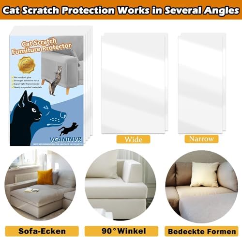 18 Pack Cat Scratch Furniture Protector Anti-Scratch Deterrent Tapes Premium Cat Couch Protector with Strong Stickiness No-Residue for Couch Doors & Walls