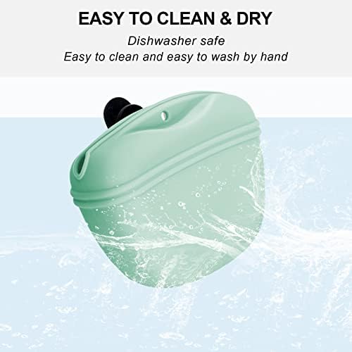 Left&Right Dog Clicker Training Kit,Silicone Dog Training Treat Pouch and Dog Clickers,Dog Treat Bag with Clicker Training for Dogs,Pet Treat Bag with Magnetic Buckle Closing and Waist Clip,Egg Green