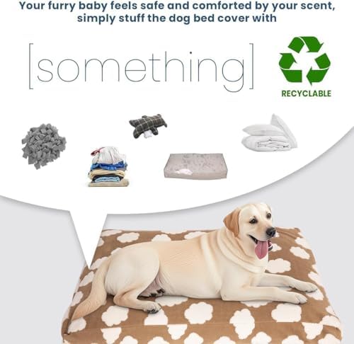 Faux Fur Dog Bed Covers – Ultra Soft Rose Velvet, Removable & Washable, Cozy & Durable,Large Pet Bed Cover Only (No Filling) – Gray, (Cloud Coffee Brown, 44" L x 32" W x 4.5" Th)