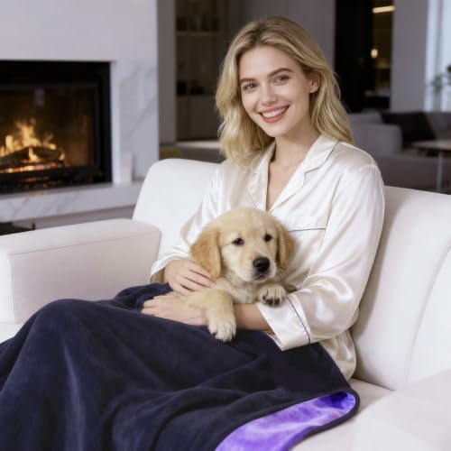 QiyI Reversible Waterproof Blanket for Bed Queen Size, 60"x80", Purple