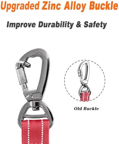 AUBELL Tactical Dog Leash Heavy Duty,4-6ft No Pull Bungee Leash,Red