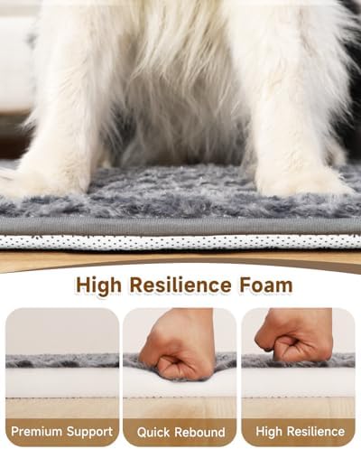 Small Dog Bed for Crate, High Resilience Foam Pad Mat Bed, 23x17, Dark Grey