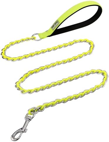 Chain Dog Leash, Bite-Proof Metal Leash, with Padded Handle