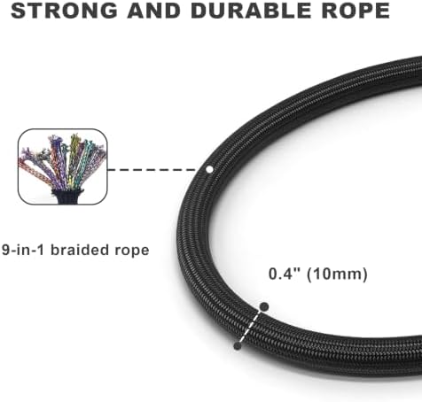 Long Dog Leash, 10ft 30ft 50 feet Heavy Duty Dog Training Leash, Aviation Aluminum Auto Locking Carabiner, Nylon Rope Long Line Check Cord Recall Lead for Yard,Playing,Camping,Black,30FT