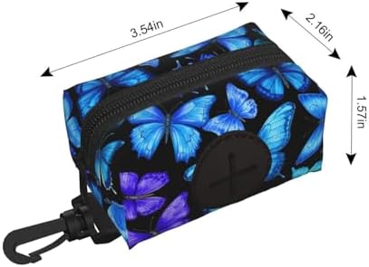 Pet Waste Bag Carrier Blue Butterflies, Durable Dog Poop Bag Holder for Leash and Collar