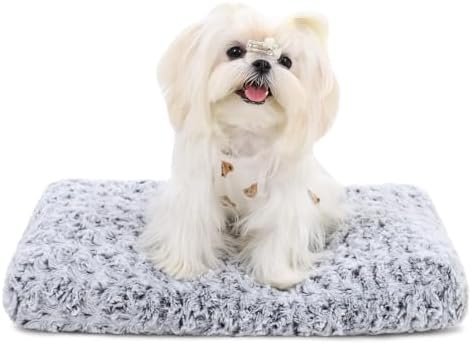 KSIIA Washable Dog Bed Small Dog Crate Bed Deluxe Plush Mat 21"x13" Gray