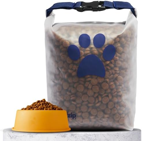 (re)zip Pet Food Storage Bag & Kibble Carrier, 14-Cup Roll Top, Cobalt Blue