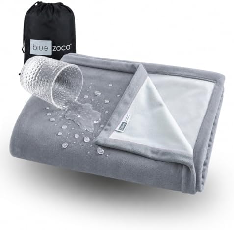 Waterproof Blanket | Machine Washable Dog Bed Cover | Waterproof Pet Blanket for Couch, Bed & Car | Cat & Dog Blankets for Large Dogs, Pets & Adults | Travel Size - 65x50in Gray
