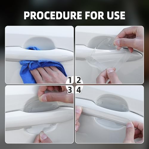 8PCS Clear Car Door Handle Protector – Transparent Anti-Scratch PET Film Stickers, Waterproof Adhesive Door Bowl Guard, Universal Car Accessories Paint Protection Vinyl for Cars, SUVs, Trucks, Sedans