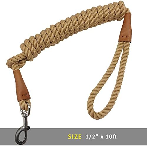 BTINESFUL 3/5/10ft Braided Rope Cotton Dog Leash for Large Medium Dogs