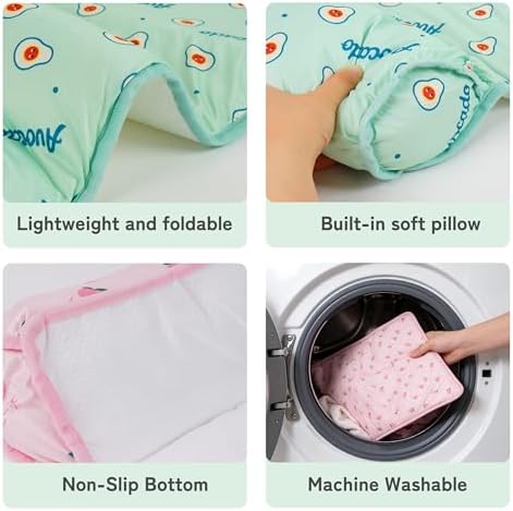PUMYPOREITY Cooling Dog Bed, Pet Cooling Mat with Pillow, Ice Silk Cooling Dog Blanket, Self Cooling Pad for Cat,Dog, Washable Summer Pet Mat for Kennel, Crates, Sofa, Floor, Pink, S
