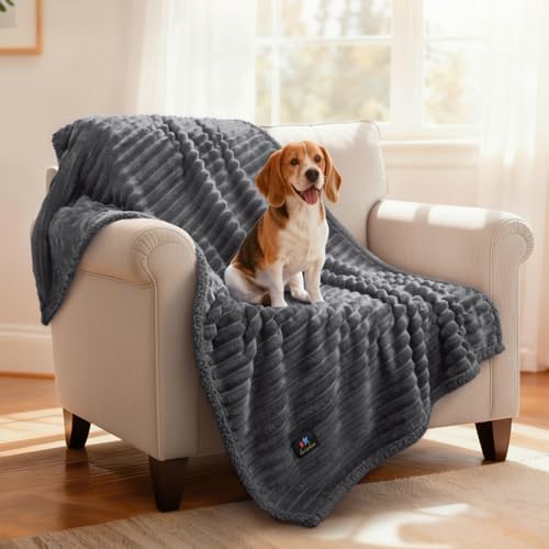Luciphia Waterproof Dog Blanket, Washable Reversible Flannel Pet Throw