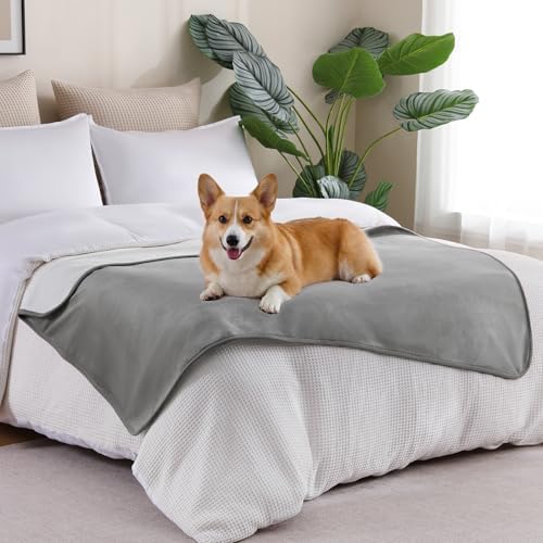 Waterproof Blanket 30"x40" for Dogs Cats, Grey/Light Grey