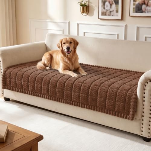 Smiry Couch Cover for Dogs, Non Slip Fuzzy Pet Sofa Covers Washable