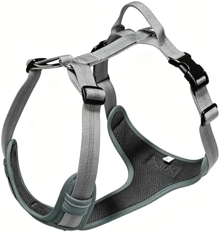No Pull Dog Harness Reflective Adjustable Vest, Grey, L