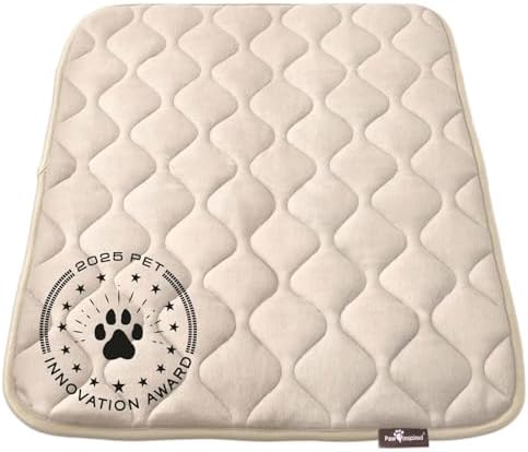 Paw Inspired Washable Padded Crate Mats for Dogs, Beige, 35x22 Inch
