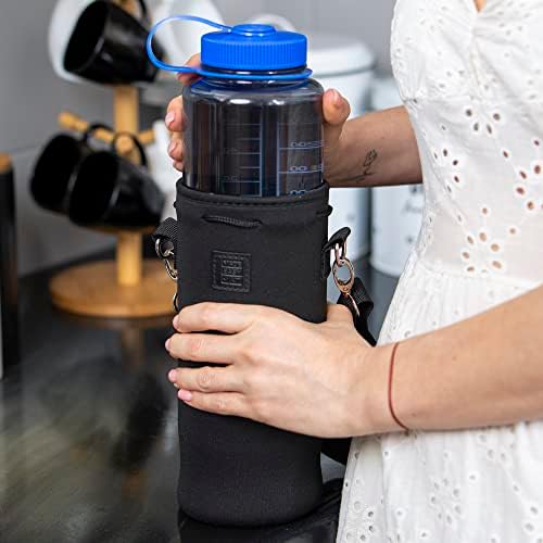 Made Easy Kit Neoprene Water Bottle Carrier Holder with Adjustable Shoulder Strap for Insulating & Carrying Water Container Canteen Flask Available in 5 Sizes (Space, S (12oz-14oz))