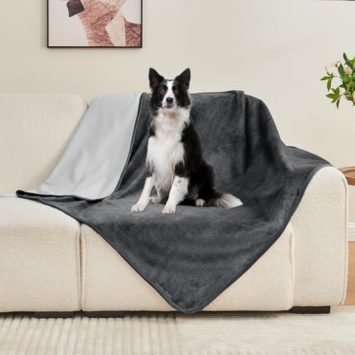 Waterproof Blanket Bed Cover 60"x80" for Adults or Pets, Dark Grey