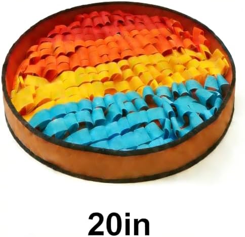Snuffle Mat for Dogs Large Breed - 20 Inch Round Dog Sniffing Mat with 3 Suction Cups & Non-Slip Base, Slow Feeder Puzzle Toy for Mental Stimulation, Anxiety Relief, Durable Machine Washable (Rainbow)