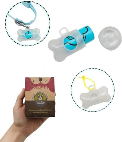 Dog Poop Pickup Bags Holder Dispenser with Standard-Sized Leak-Proof Scented Doggy Waste Bags and Carabiner with Safety Lock&Fastener Never Loose on Leash Lead Again (2 Holders 30 Bags, Clear)
