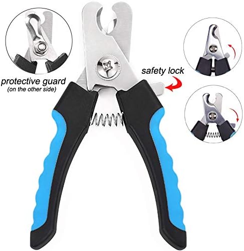 Freewindo Dog Grooming Scissors Kit - Safety Round Tip, Heavy Duty Stainless Steel Scissors and Nail Clippers for Full Body Grooming